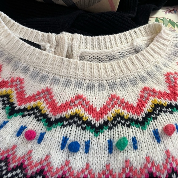 Talbots Fair Isle Pom Pom Sweater Size L - Picture 8 of 14